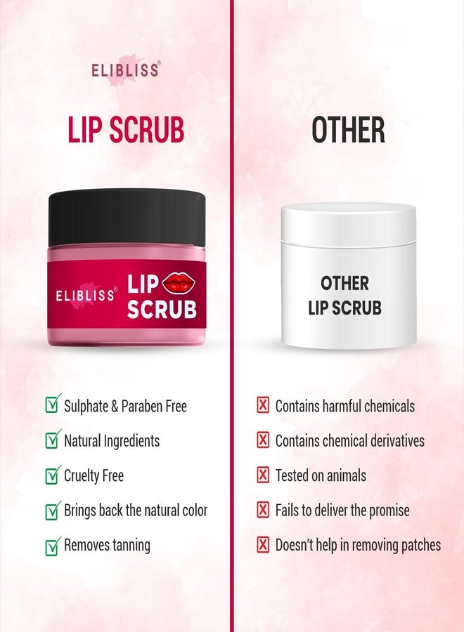 Elibliss Strawberry Lip Exfoliating Scrub for Dark, Dry & Chapped Lips Pack of 2 - Image 3